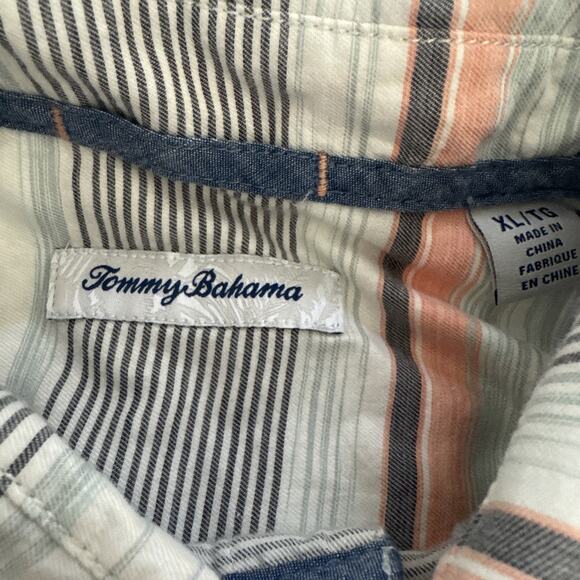 Tommy Bahama Collared Shirt Mens XL Pastel Striped Long Sleeve Preppy Flip Cuff - Picture 3 of 11
